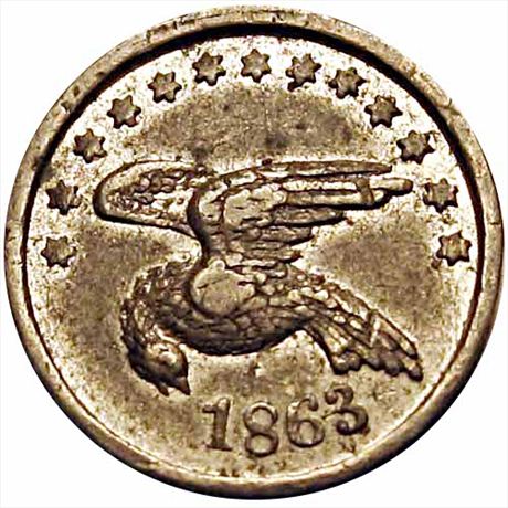 44  -  129/282 e  R9  EF+ 1864 Abraham Lincoln Patriotic Civil War token