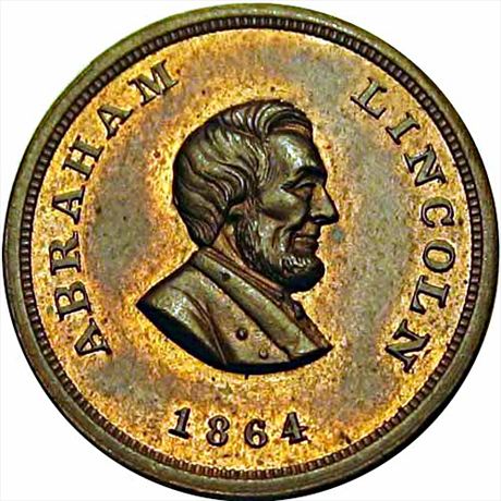 46  -  131/479 a  R8  MS62 1864 Abraham Lincoln Patriotic Civil War token