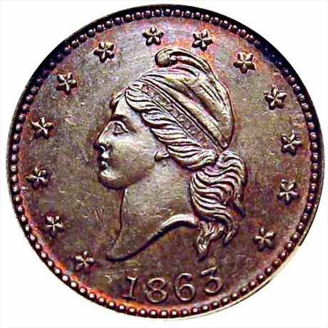 13  -   14/297 a  R5 NGC MS64  Patriotic Civil War token
