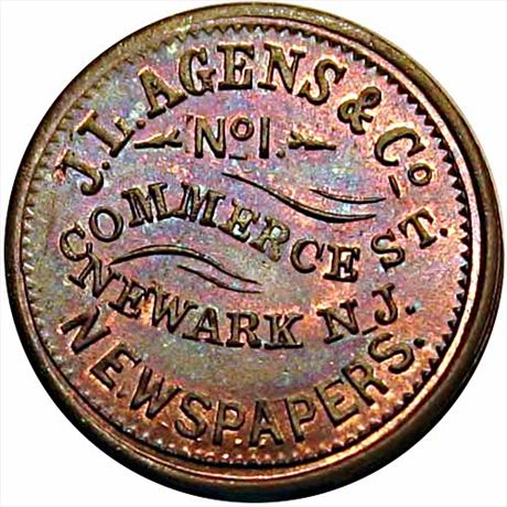 308  -  NJ555A-5a  R3  MS63 Newark New Jersey Civil War token