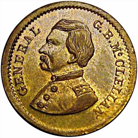 309  -  NJ555A-4b  R8  MS63 Rare Brass Newark New Jersey Civil War token