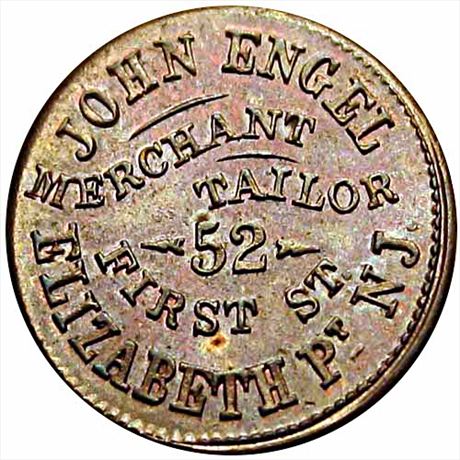 306  -  NJ220A-3a  R3  MS63 Elizabeth Port New Jersey Civil War token