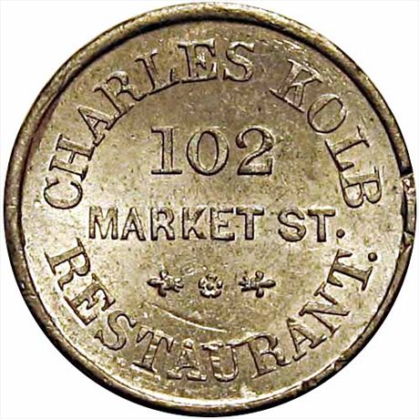 310  -  NJ555B-1e  R8  MS62 Rare White Metal Newark New Jersey Civil War token
