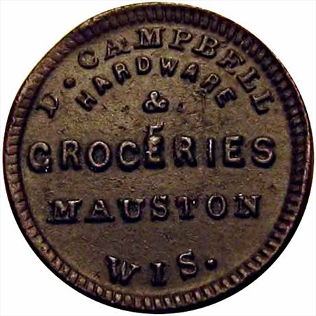 470  -  WI450A-1a  R7  EF Mauston Wisconsin Civil War token