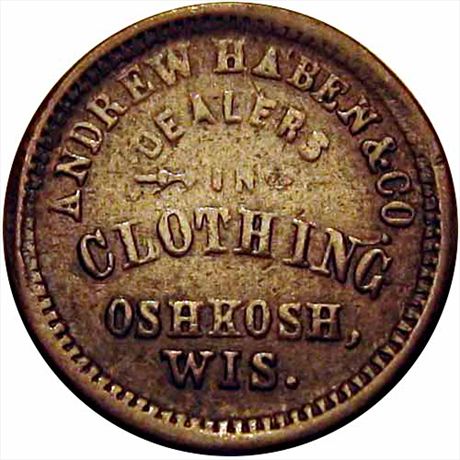 491  -  WI620D-3a  R6  FINE+ Oshkosh Wisconsin Civil War token