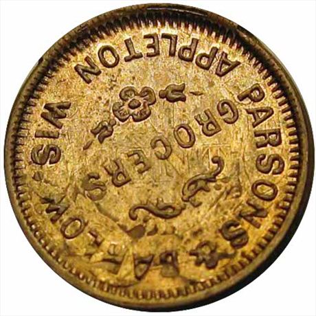 448  -  WI 30A-1do  R10  MS64 Unique Over Cent Appleton WI Civil War token