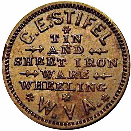 447  -  WV890G-2a  R6  AU Wheeling West Virginia Civil War token