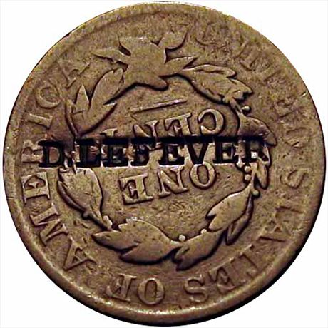 527  -  D. LEFEVER Syracuse New York Counterstamped 1830 Large Cent