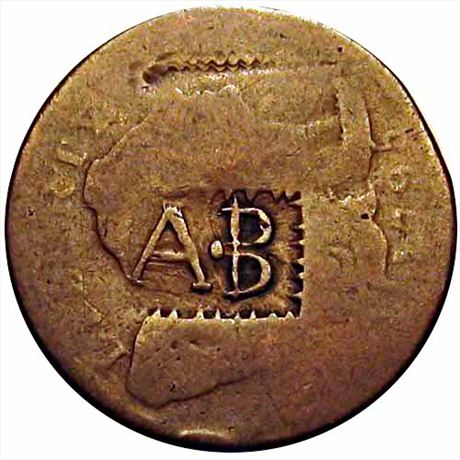 513  -  A-B    FINE+ Counterstamped 1795 Liberty Cap Large Cent
