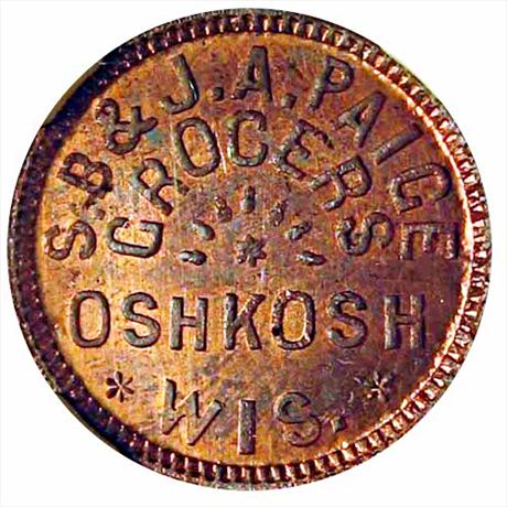 493  -  WI620L-3a  R6 NGC MS64 Oshkosh Wisconsin Civil War token