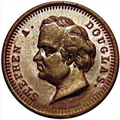 486  -  WI510AP-1a1  R8  MS62 Stephen Douglas Milwaukee WI Civil War token