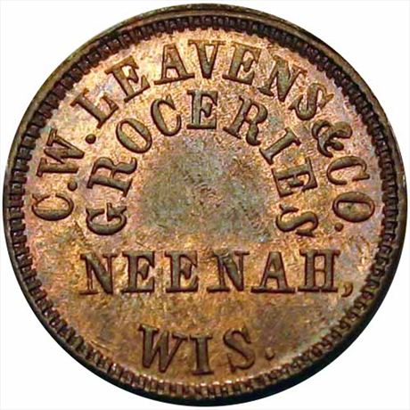 488  -  WI520B-1a  R3  MS63 Neenah Wisconsin Civil War token