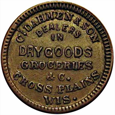 455  -  WI140A-1a  R5  EF Cross Plains Wisconsin Civil War token