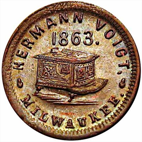 487  -  WI510AQ-1a  R4  MS62 Stove Milwaukee Wisconsin Civil War token