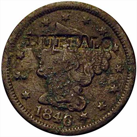 515  -  BUFFALO    VF Counterstamped 1846 Large Cent