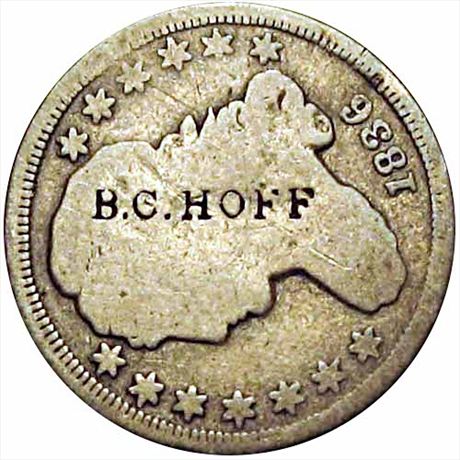 525  -  B. C. HOFF Syracuse New York Counterstamped 1836 Capped Bust Dime