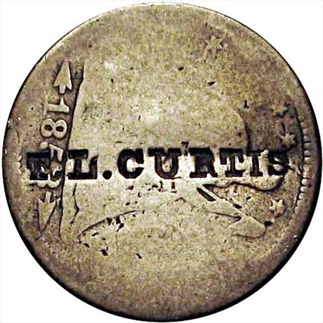517  -  T. L. Curtus    VF Counterstamped 1853 Seated Liberty Quarter