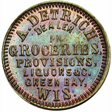 459  -  WI250A-1a  R3  MS63 Green Bay Wisconsin Civil War token