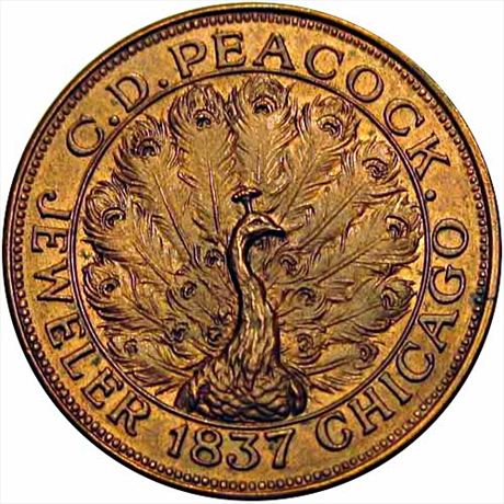 621  -  LOW 367A / HT-M21  R2  AU+ Peacock Chicago Illinois Hard Times token