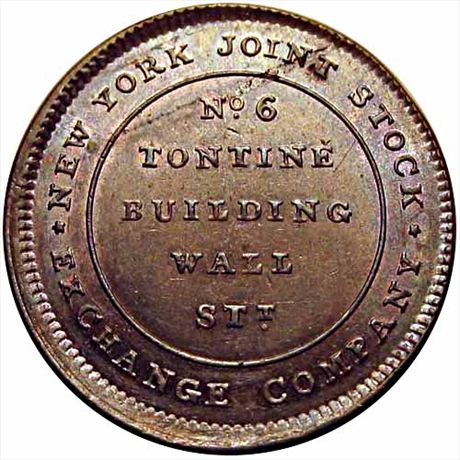 573  -  LOW  98 / HT-294  R1  MS62 Joint Stock Exchange NY Hard Times token