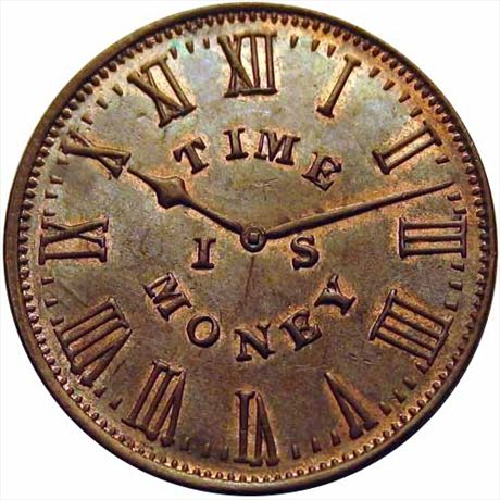 586  -  LOW 134 / HT-313  R3  MS63 Time Is Money Hard Times token