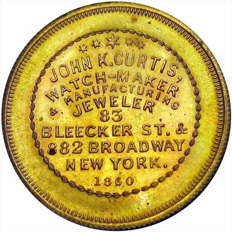 714  -  MILLER NY  177    MS62 1860 New York Merchant Token