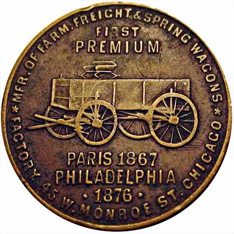 650  -  MILLER IL 28A    VF+ 1876 Wagon Chicago Illinois Merchant Token