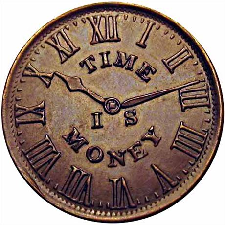 587  -  LOW 136 / HT-315  R1  AU+ Time Is Money Hard Times token