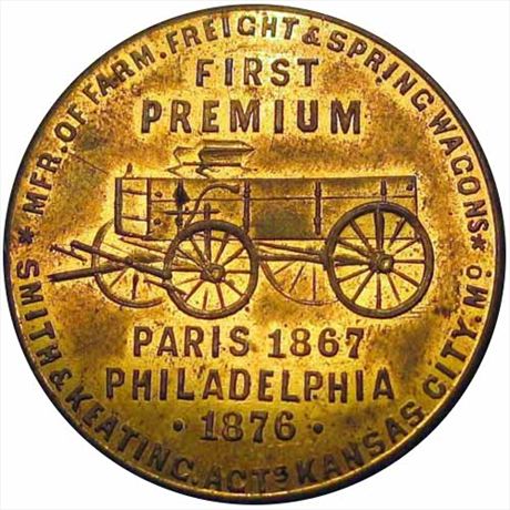652  -  MILLER IL 33    MS63 1876 Wagon Chicago Illinois Merchant Token
