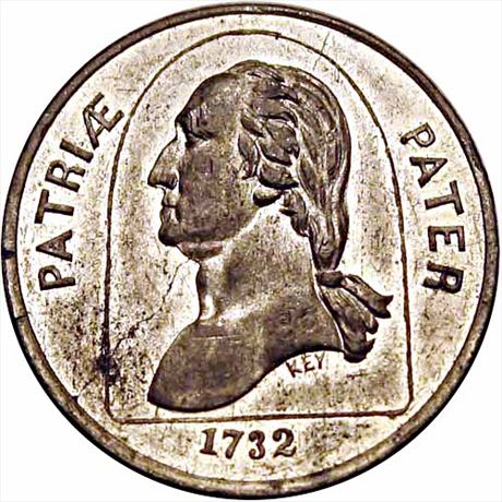 730  -  MILLER NY  308    MS62 Coin Dealer George Washington NY Merchant Token