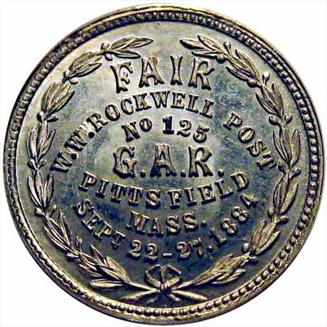 963  -  1884 GAR Medal   ANACS MS60 Pittsfield Massachusetts GAR Medal 1884
