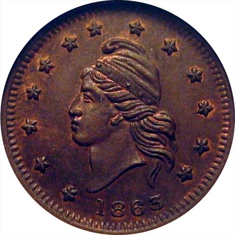 5  -    6/268 a  R1 NGC MS64  Patriotic Civil War token