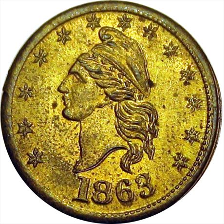 2  -    1/436 b  R7  MS63 Brass Patriotic Civil War token
