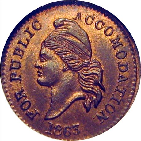 16  -   37/255 a  R3 NGC MS64  Patriotic Civil War token