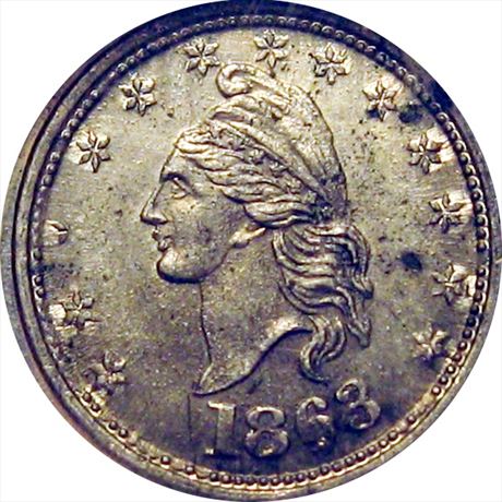 1  -    1/229 e  R7 NGC MS62 White Metal Patriotic Civil War token