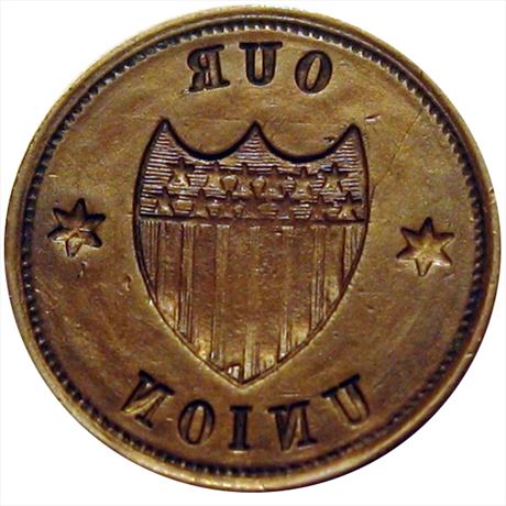 93  -  201/201 a  R9  AU Brockage Mint Error Patriotic Civil War token