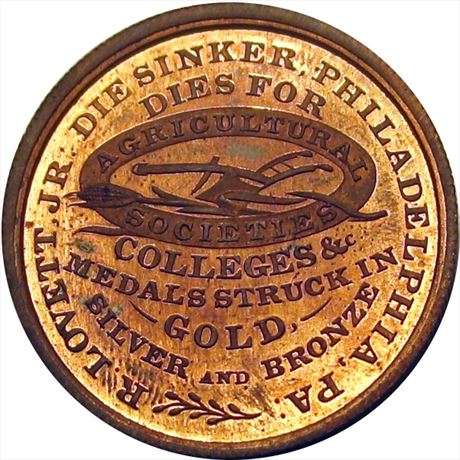 822  -  MILLER PA 342    MS63 Die Sinker Pennsylvania Merchant token