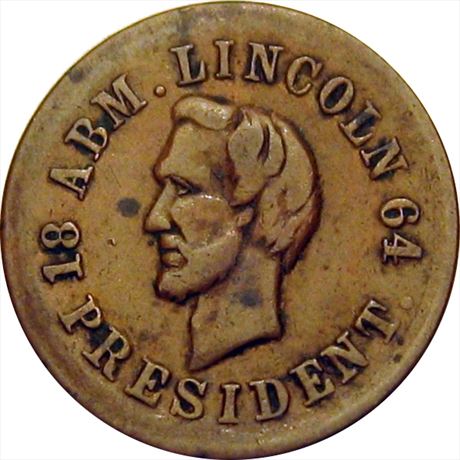 58  -  125/248 a  R6  VF+ Abraham Lincoln Patriotic Civil War token