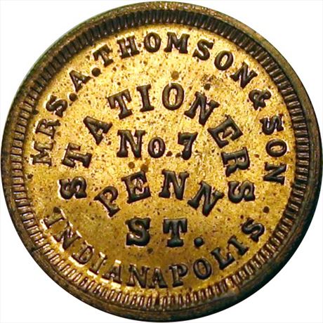 199  -  IN460U-1a  R7  MS64 Indianapolis Indiana Civil War token