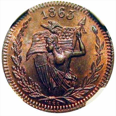 525  -  WI920D-3a  R6 NGC MS65 Naked Amazon Watertown Wisconsin Civil War token