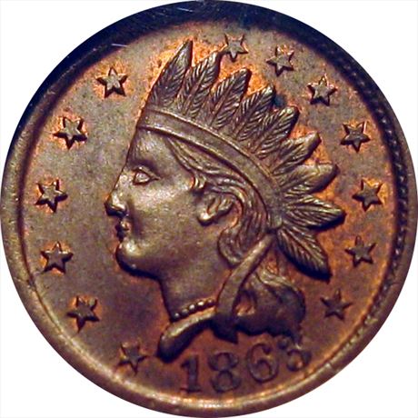 45  -   90/364 a  R1 NGC MS65  Patriotic Civil War token