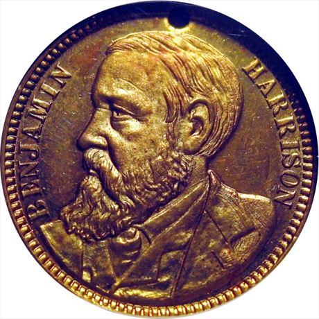 913  -  BH 1888-23   NGC MS64 Benjamin Harrison 1888 Political Campaign token
