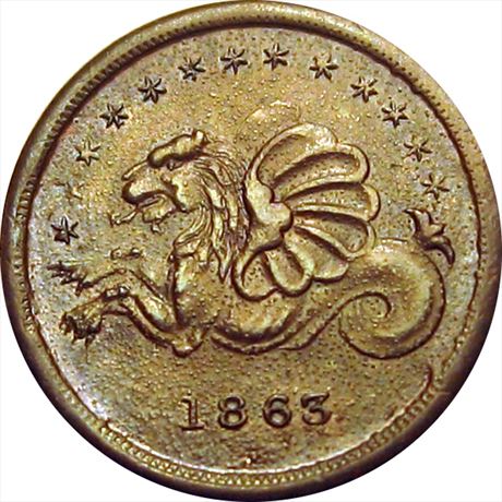 467  -  PA765P- 8a  R3  AU+ Sea Monster Pittsburgh Pennsylvania Civil War token