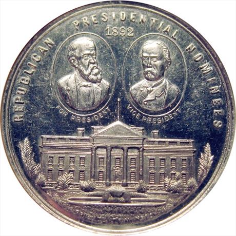 914  -  BH 1892-1   NGC MS62 Benjamin Harrison 1892 Political Campaign token