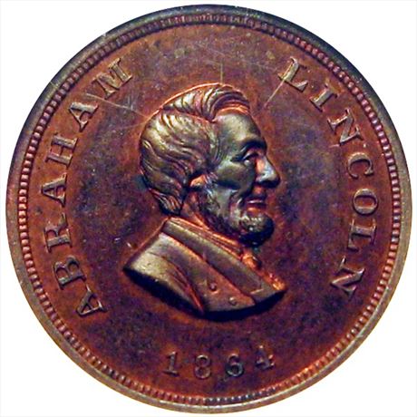 64  -  131/479 a  R8 NGC MS63 Lincoln Union League Patriotic Civil War token