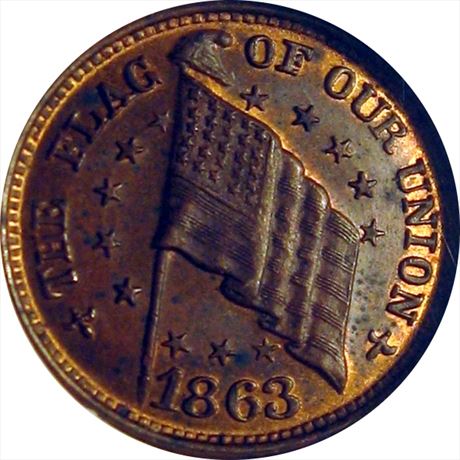 96  -  205/410 a  R3 NGC MS63  Patriotic Civil War token