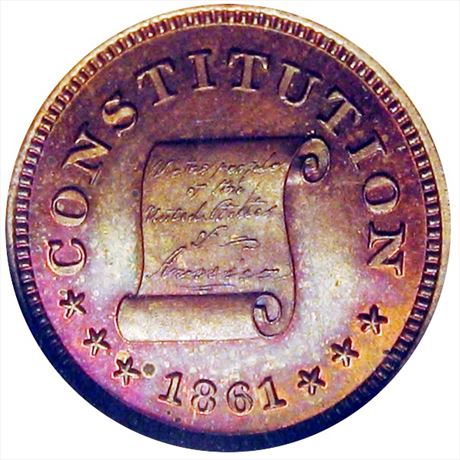 115  -  260/447 a  R7 NGC MS65 Constitution Patriotic Civil War token