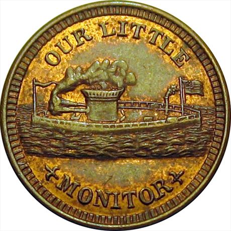 105  -  237/423 a  R1  MS63 Our Little Monitor Patriotic Civil War token