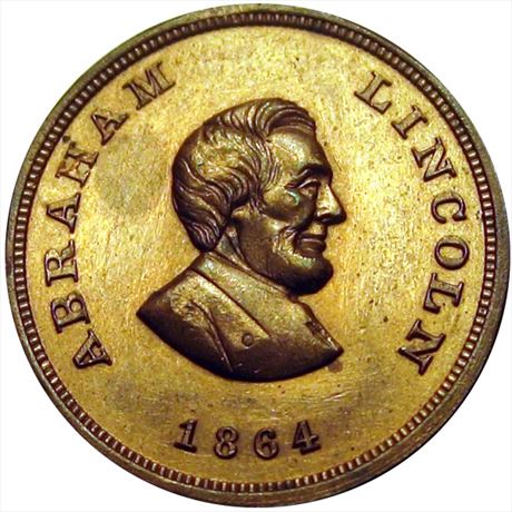 927  -  AL 1864-31    UNC Abraham Lincoln 1864 Political Campaign token