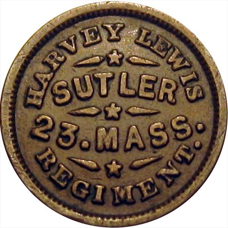 137  -  MA B-50 C  R6  VF 23rd Massachusetts Civil War Sutler token